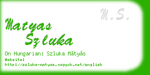 matyas szluka business card