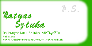 matyas szluka business card